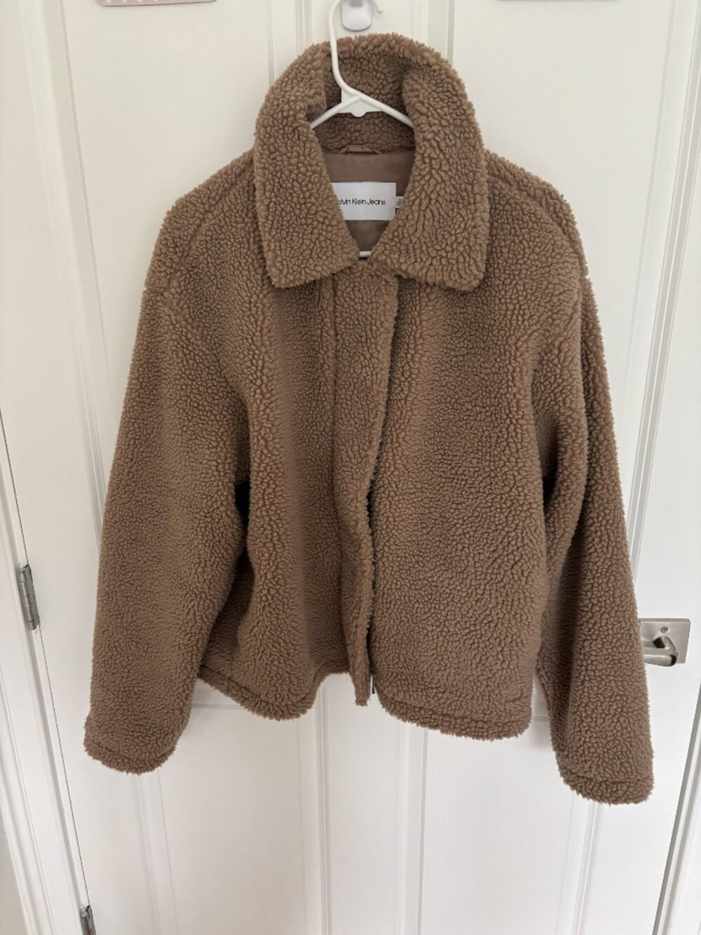Calvin Klein Jeans Tan Sherpa Teddy Jacket, Size M